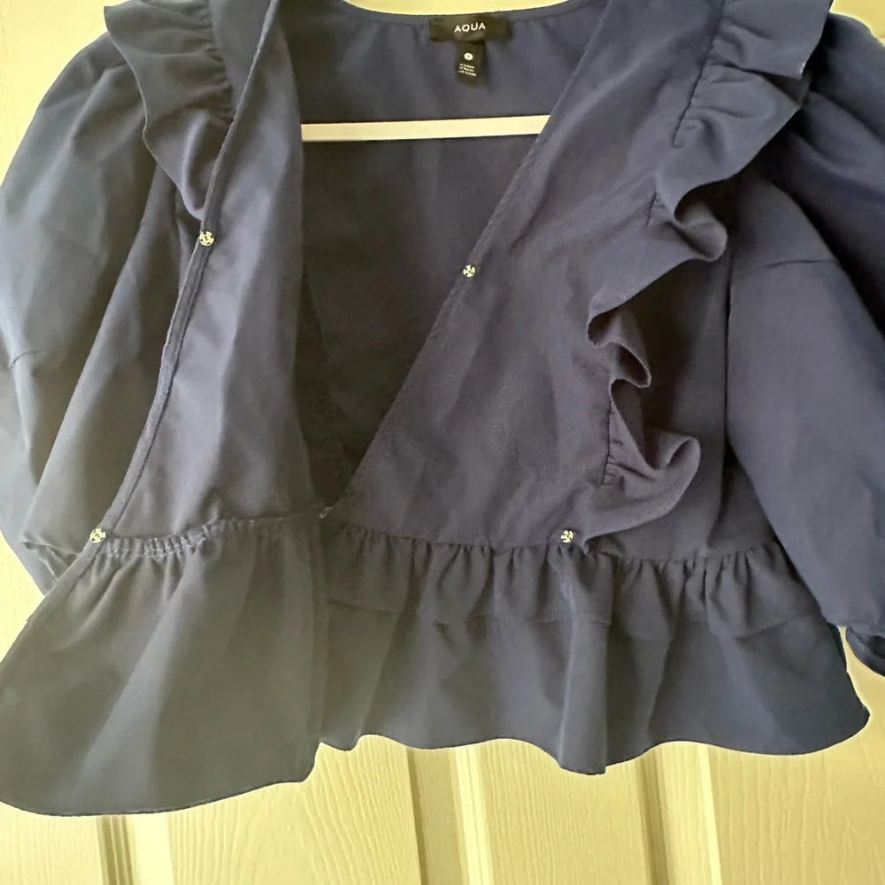 Women’s Aqua top size small navy blue - Picture 5 of 6